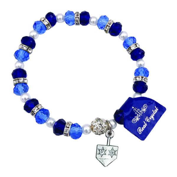 Shades of Blue Bracelet with Dreidel Charm