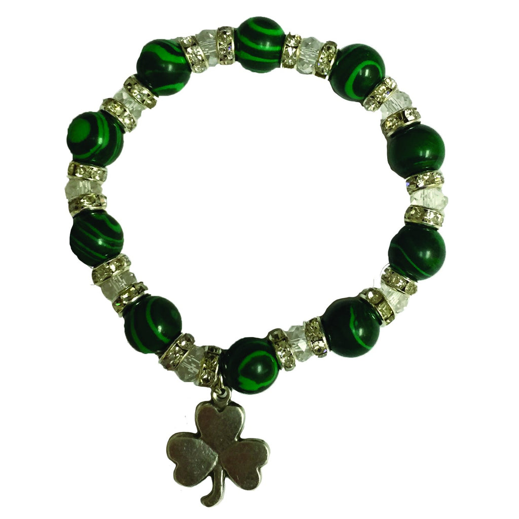 Shamrock Bracelet with Green and Clear Beads