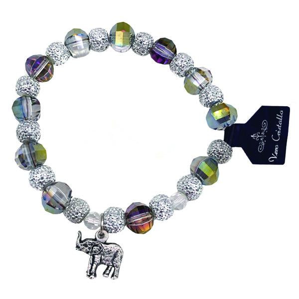 Multi-color Sparkle Bracelet with Elephant Charm
