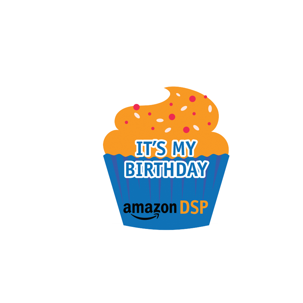 Amazon DSP Happy Birthday Orange Cupcake Pin