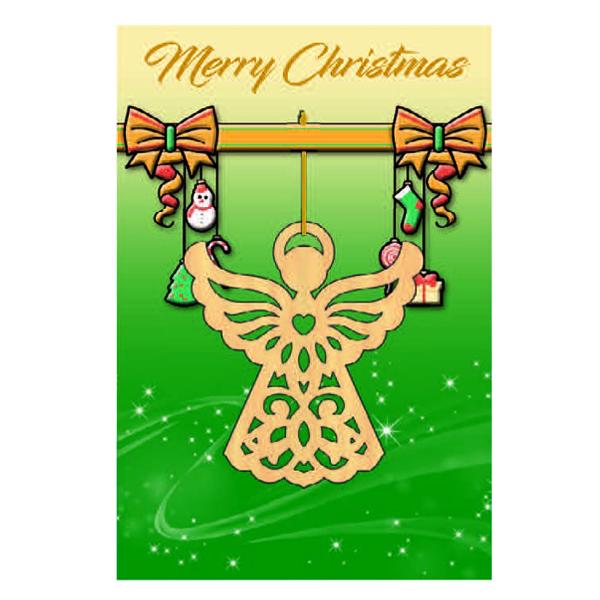 Christmas Card with Wooden Angel Ornament