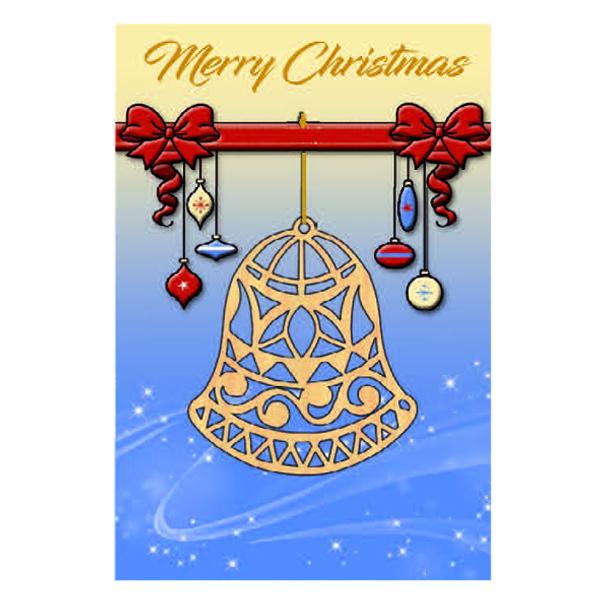 Christmas Card with Wooden Bell Ornament